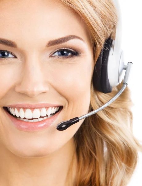 Ondersteuning telefoon operator in headset, geïsoleerde — Stockfoto