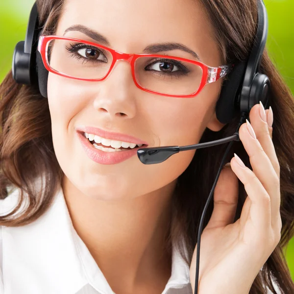 Support phone operator in headset — Stock Photo, Image