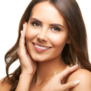 dokunmadan kadın deri veya krem, uygulama izole 