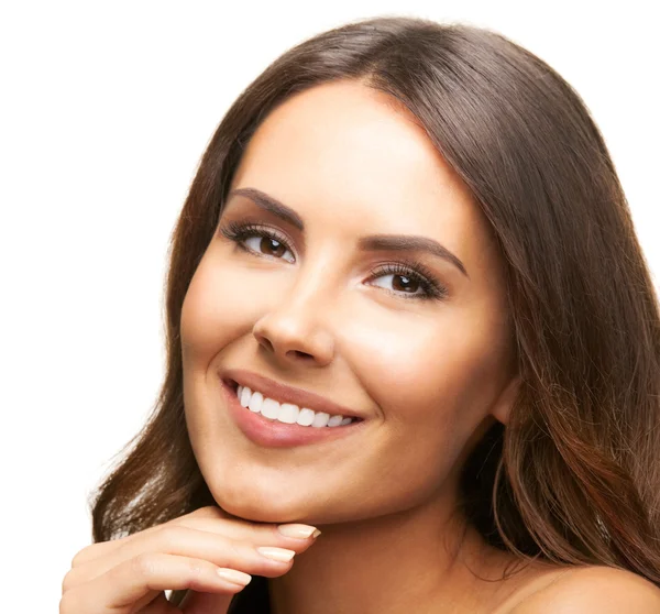 Retrato de mujer hermosa, sobre blanco — Foto de Stock