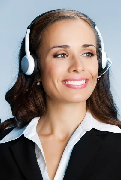 Unterstützung Telefonanbieter zeigt, über blau — Stockfoto