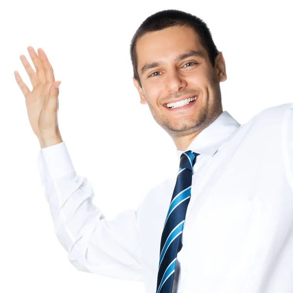 Hombre de negocios feliz, en blanco —  Fotos de Stock