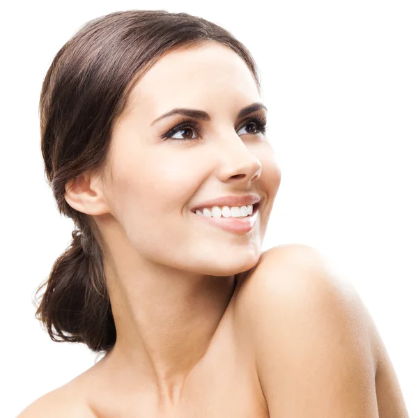 beyaz üzerine güzel bir kadın portresi