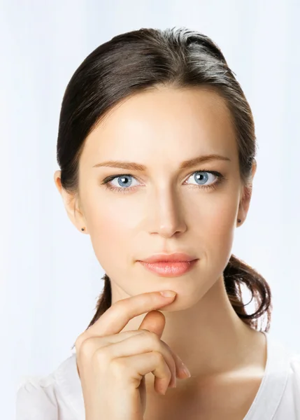 Thinking businesswoman, at office — Stock Photo, Image