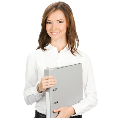 gri klasörle izole işkadını