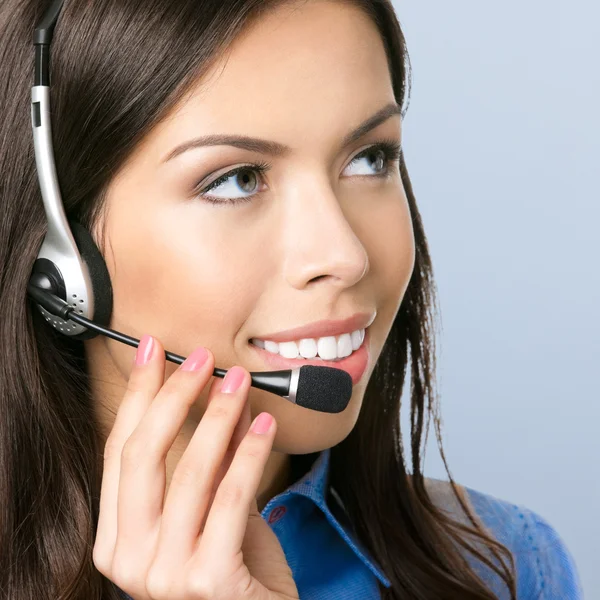 Support telefon operatör över grå — Stockfoto