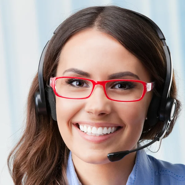 Support telefoon operator, op werkplek — Stockfoto