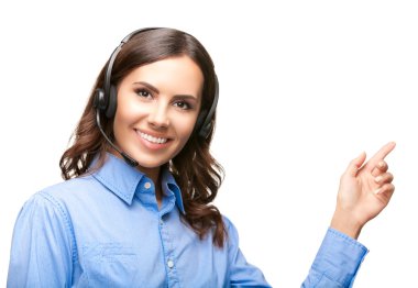 Destek telefonu operatörü, beyaz işaret