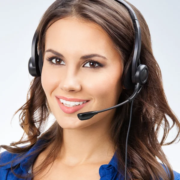 Support phone operator in headset, isolated ⬇ Stock Photo, Image by © g