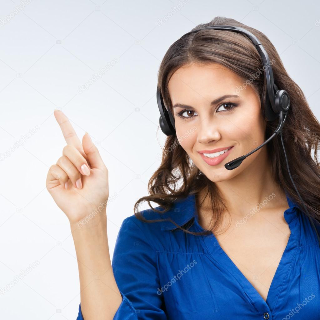 Support phone operator showing