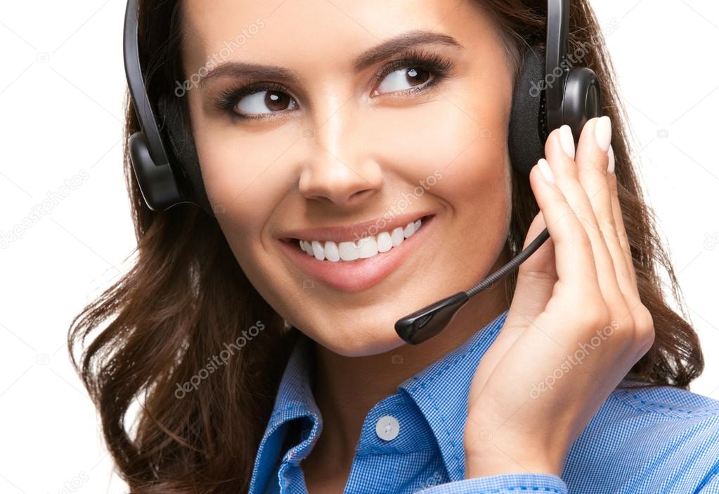 Portrait of young customer support phone operator
