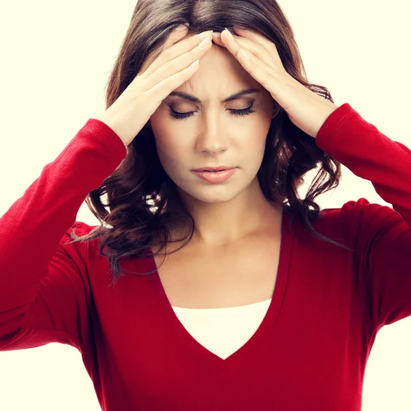 Thinking, tired or ill with headache young woman — Stock Photo, Image