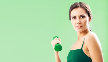 Kadın fitness aşınmaya halter, yeşil ile