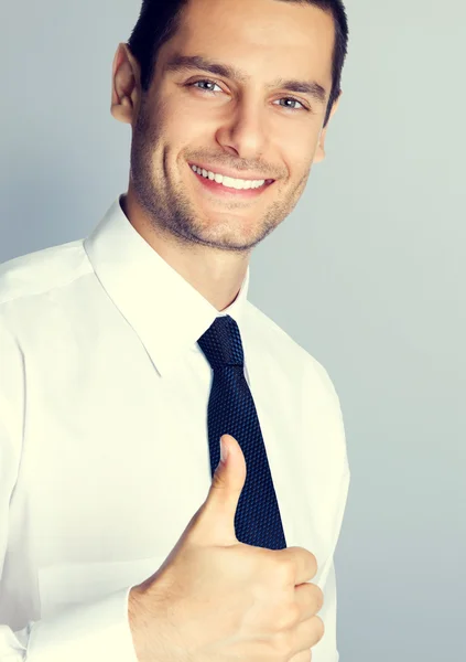Homem de negócios com polegares para cima gesto — Fotografia de Stock