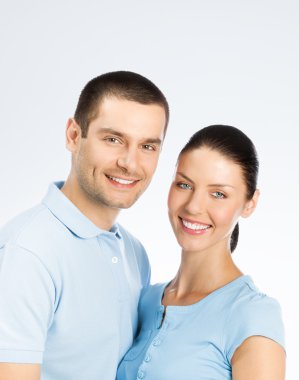 mutlu genç gülümseyen iki portresi