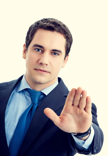 Businessman with stop gesture — Stock Photo, Image