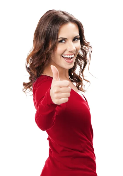 Woman showing thumbs up gesture — Stock Photo, Image