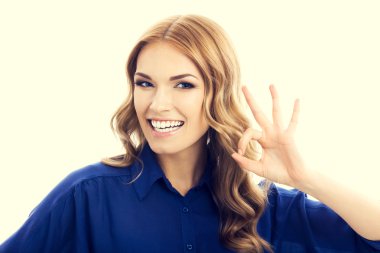 Businesswoman with okay gesture clipart