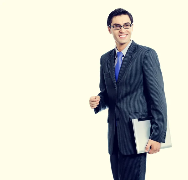 Homem de negócios com laptop — Fotografia de Stock