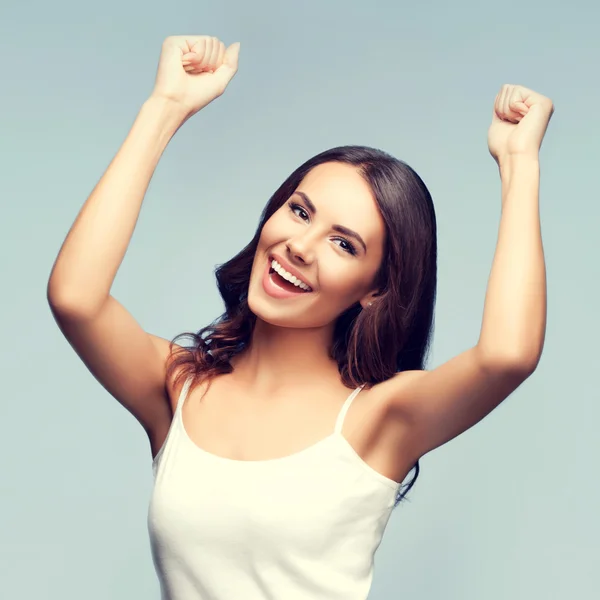 Happy gesturing young woman — Stock Photo, Image