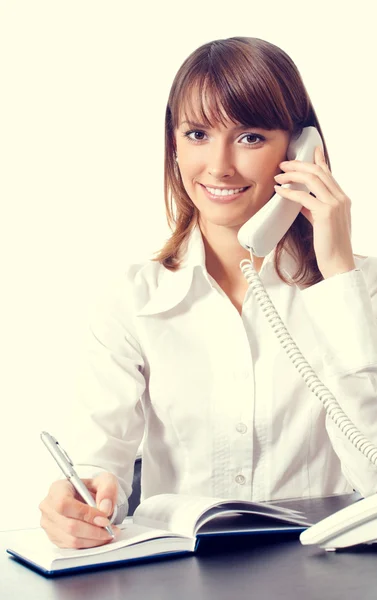 Joven mujer de negocios con teléfono — Foto de Stock