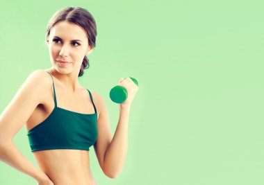 Kadın fitness aşınmaya halter, yeşil ile
