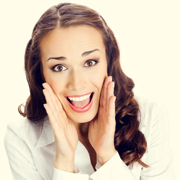 Happy surprised business woman — Stock Photo, Image