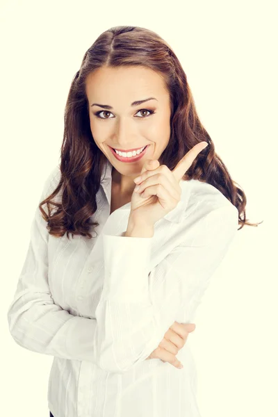 Businesswoman showing — Stock fotografie