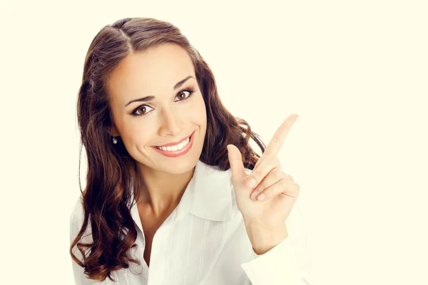 Businesswoman showing — Stock fotografie