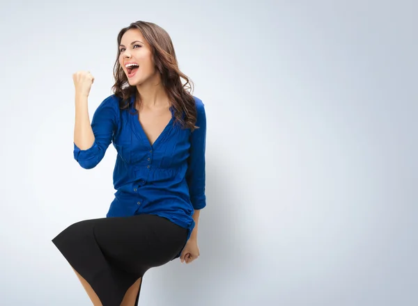 Happy gesturing businesswoman — Stock Photo, Image