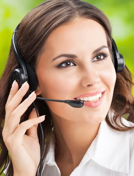 Operador de telefonía de soporte en auriculares — Foto de Stock