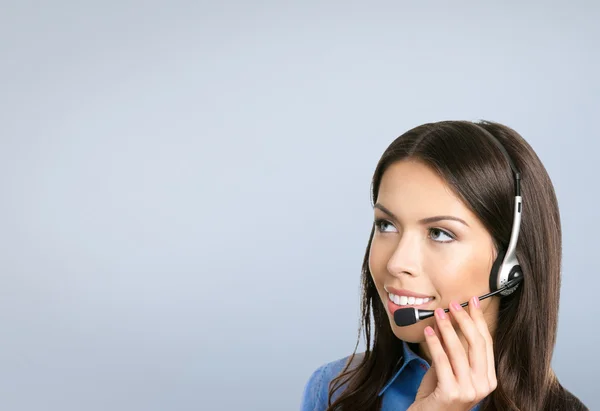 Support phone operator over grey — Stock Photo, Image