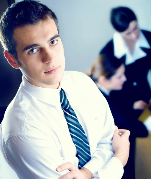 Three successful business people working at office — Stock Photo, Image