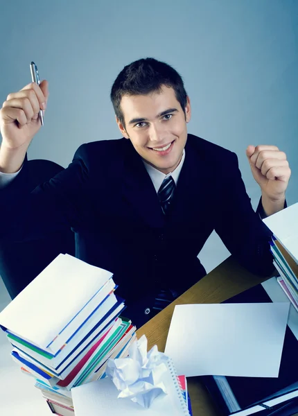 Young happy successful business man or student — Stock Photo, Image