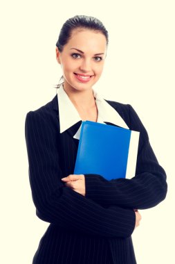 Mutlu işkadını klasör ile portresi