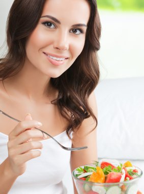 salata, kapalı yemek güzel kadın