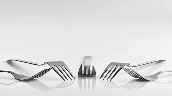 Cinco garfos e reflexão — Fotografia de Stock