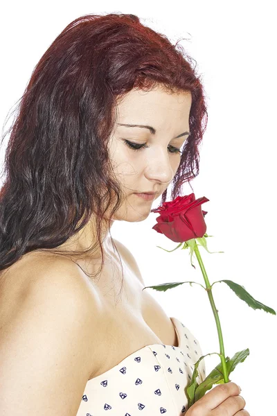 Dívka s růží — Stock fotografie