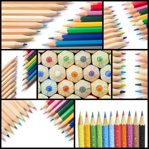 Collage diferentes crayones de colores — Foto de Stock