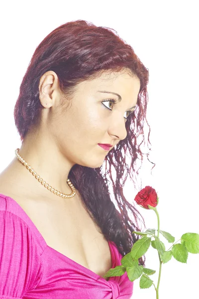 Menina com rosas — Fotografia de Stock