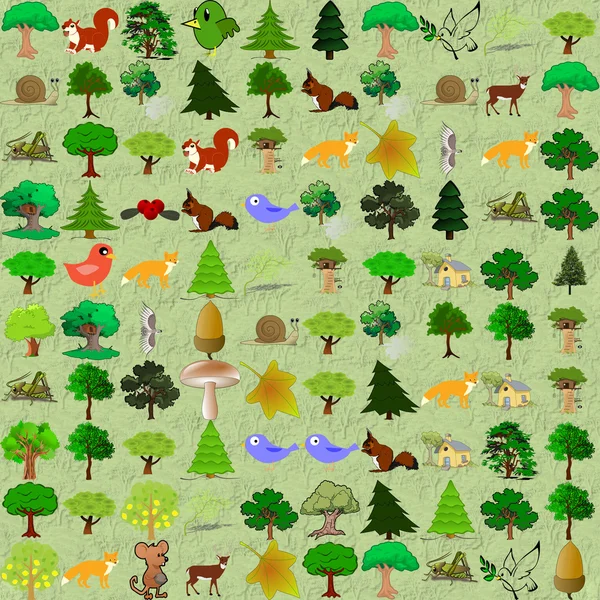 Cartoonish forest pattern. — Stock Vector