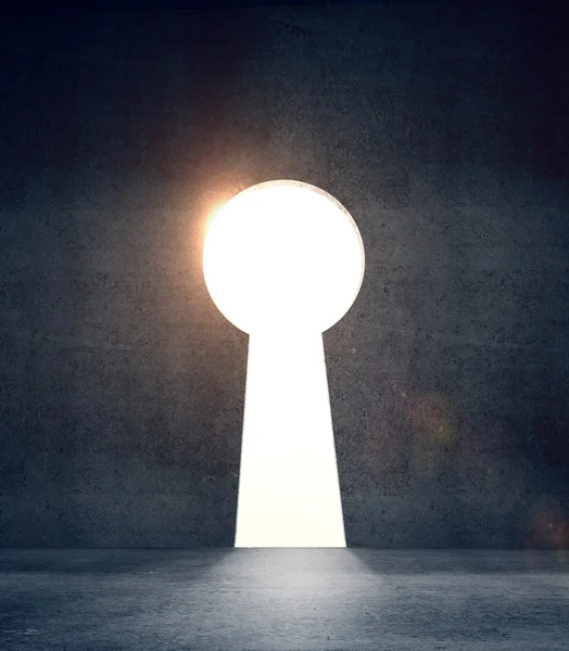Konkrét formában kulcslyuk ajtó — Stock Fotó