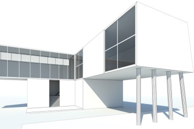 3d işleme modern beyaz bina planları ile