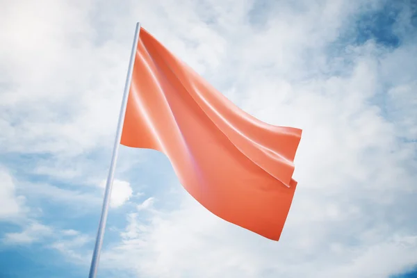 Waving red flag on a sky background, mock up — Stock Photo, Image