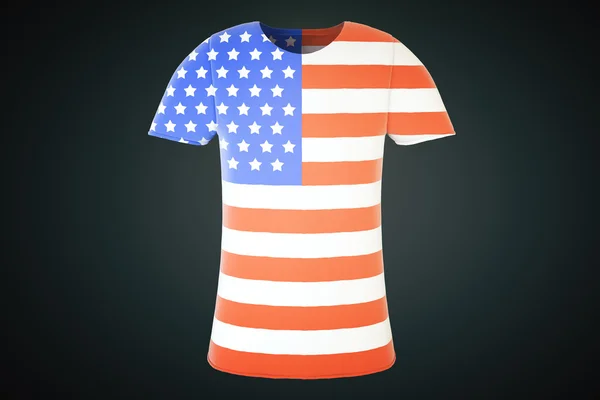 T-shirt met de Amerikaanse vlag op een zwarte achtergrond, 3d render — Stockfoto