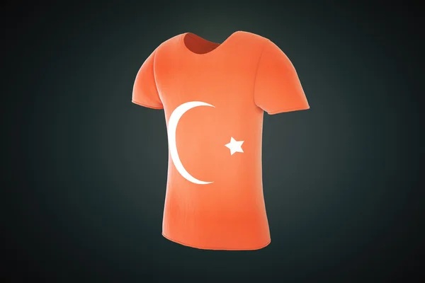 T-Shirt mit türkischer Flagge auf schwarzem Hintergrund, 3D-Darstellung — Stockfoto