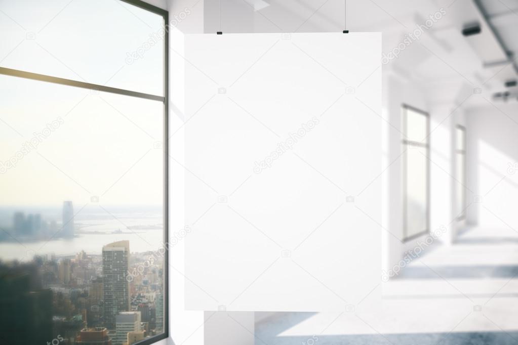 loft interior with blank poster, mock up, 3d render