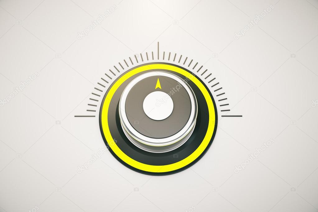 Yellow control button, 3d render
