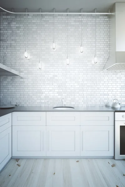 White brick kitchen — Stock Photo, Image