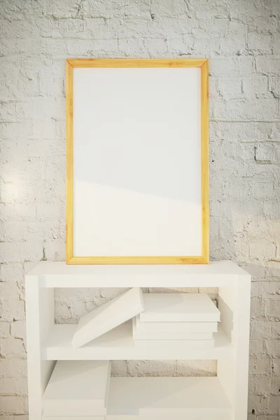 Picture frame on brick wall — Stock Photo, Image